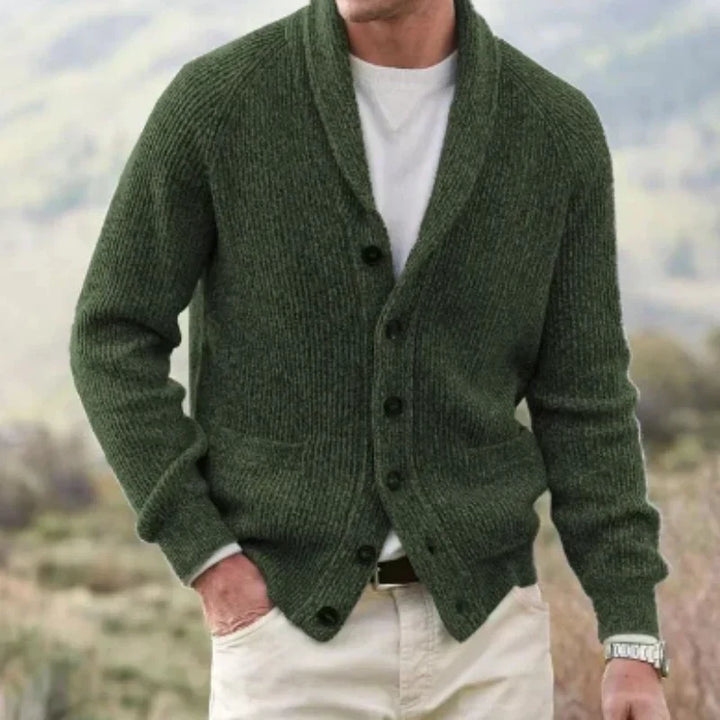Lowell™ | Men's Shawl Collar Ribbed Button Cardigan