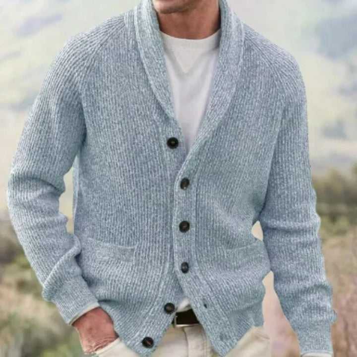 Lowell™ | Men's Shawl Collar Ribbed Button Cardigan