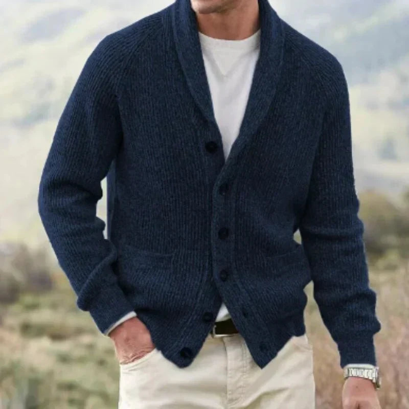 Lowell™ | Men's Shawl Collar Ribbed Button Cardigan