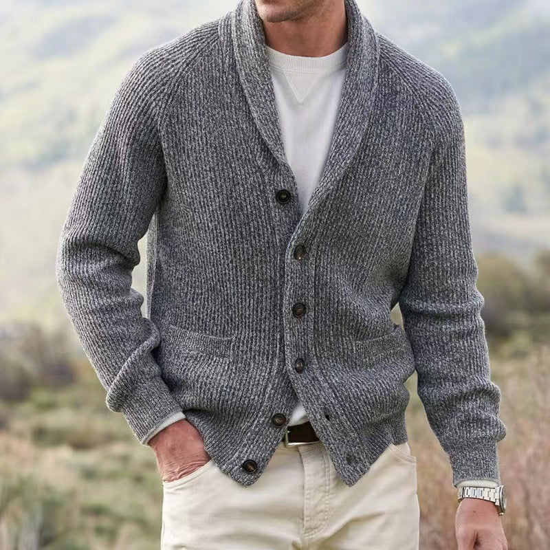 Lowell™ | Men's Shawl Collar Ribbed Button Cardigan