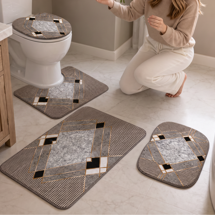 Nadege™ | Four-Piece Plush Bath Rug Set with Contour Mat and Lid Cover