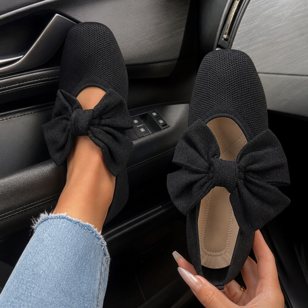 Flaminia™ | Women's Knit Square Toe Bow Flats