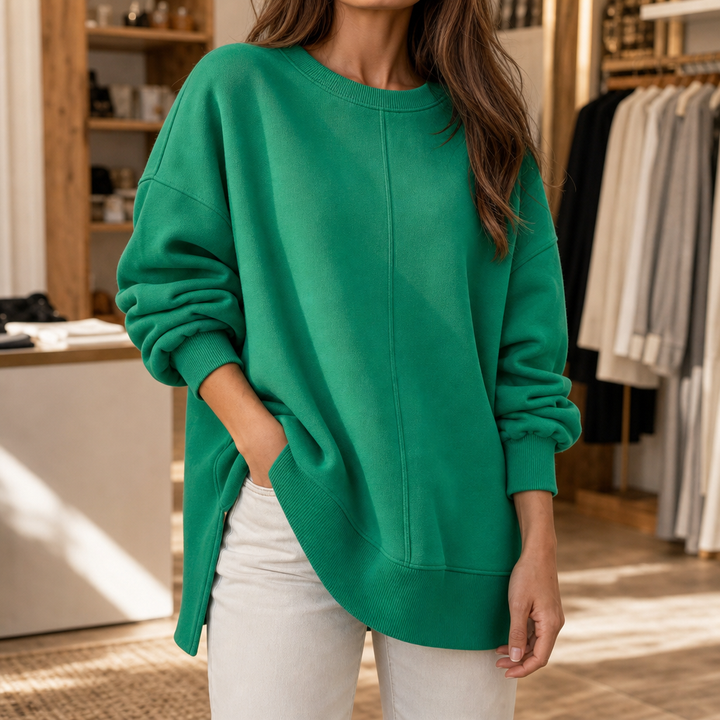 Perla™ | Women's Oversized Drop Shoulder Sweatshirt with Side Slits