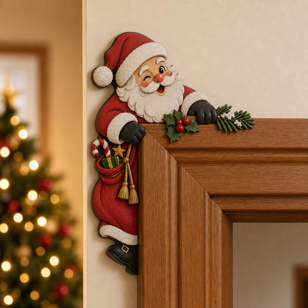 Fanchon™ | Christmas Door Frame Corner Decoration with Peeking Figure