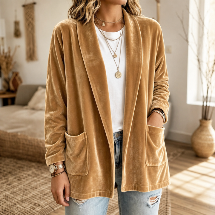 Serafina™ | Women's Plush Shawl Collar Open Front Cardigan with Pockets