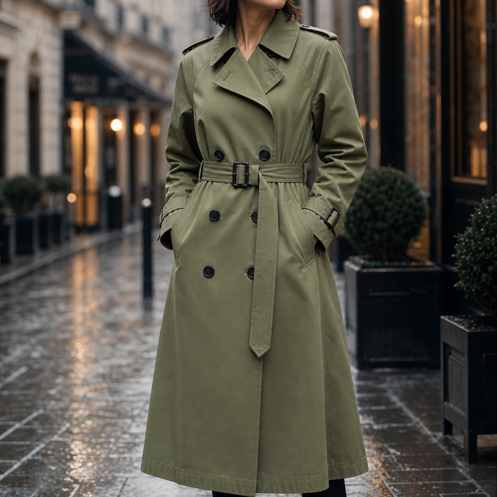 Graziella™ | Women's Double Breasted Belted Long Trench Coat