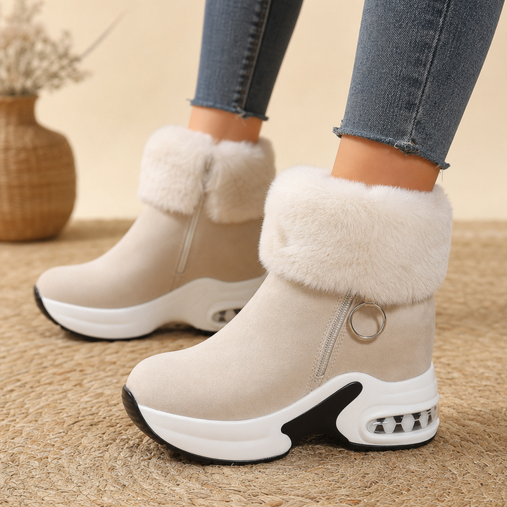 Silvana™ | Women's Faux Fur Cuff Chunky Ankle Boots