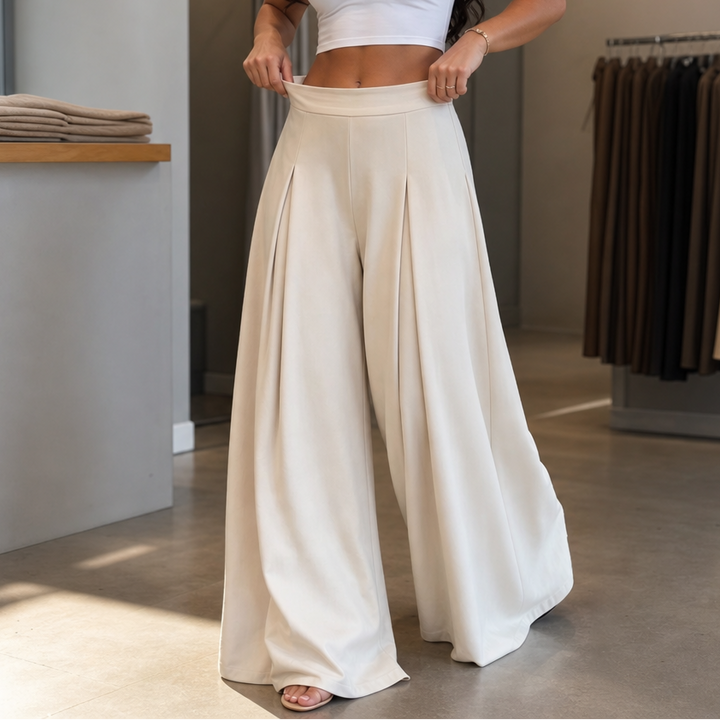 Marceline™ | Women's High Waisted Pleated Wide Leg Trousers