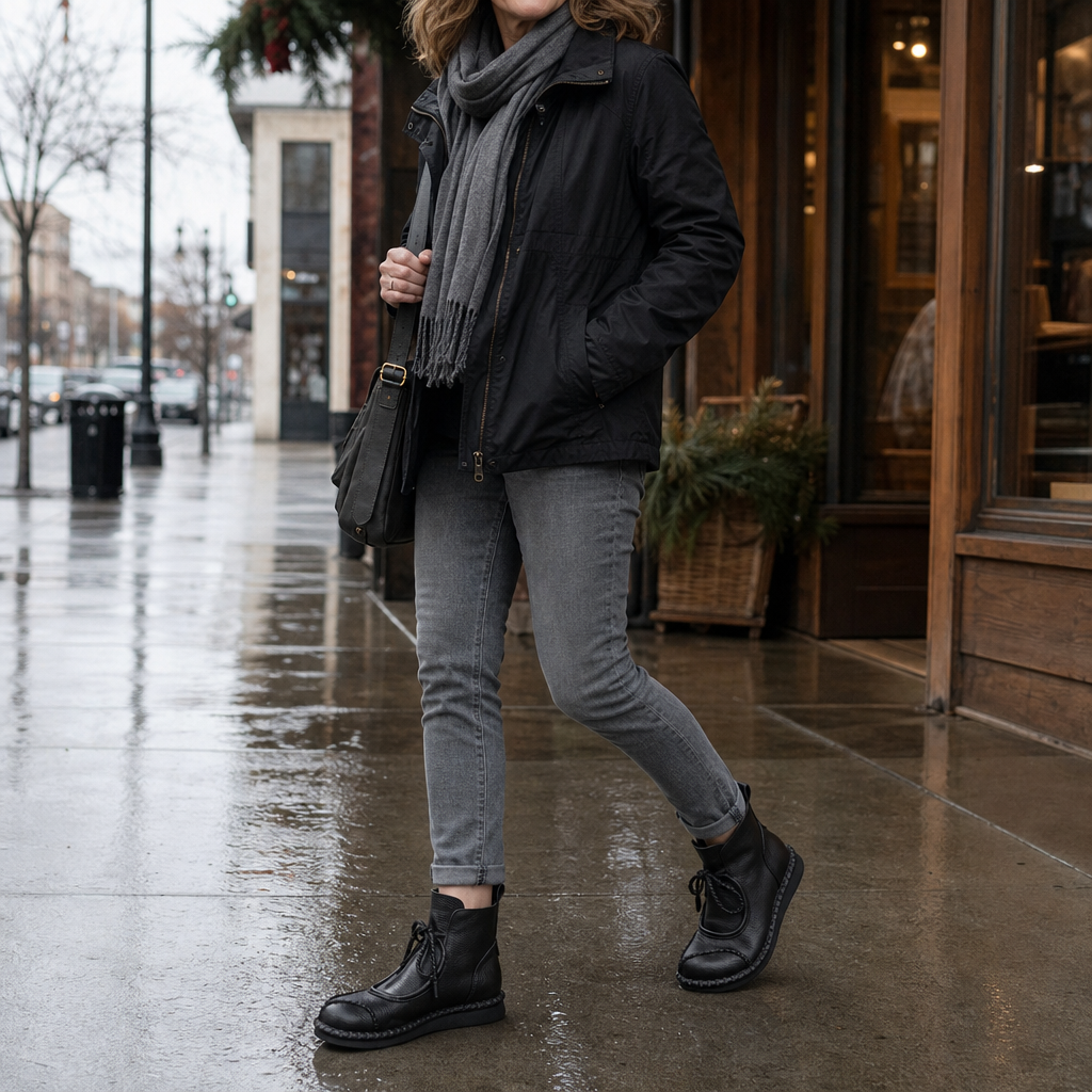 Nives™ | Women's Vintage Lace-Up Ankle Boots with Rubber Sole