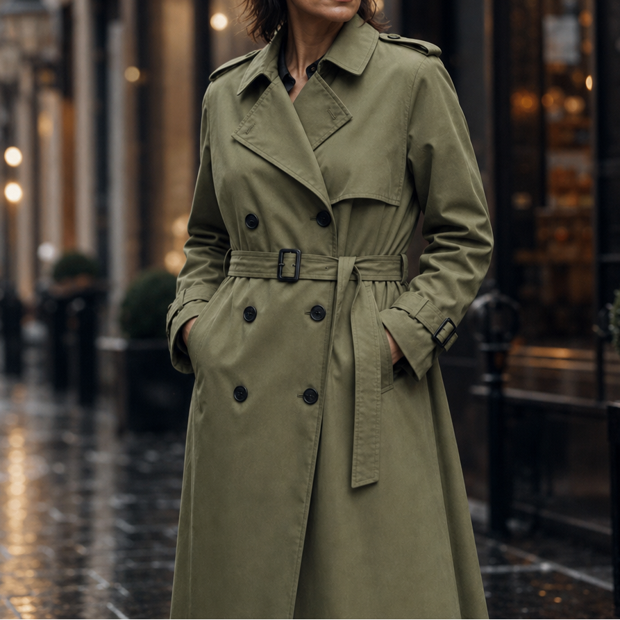 Graziella™ | Women's Double Breasted Belted Long Trench Coat