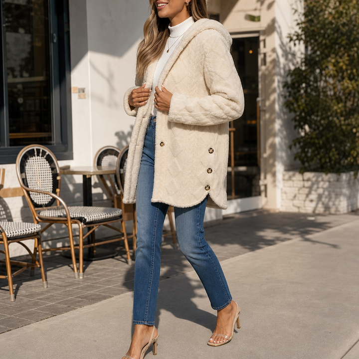 Roseline™ | Women's Hooded Button Front Cardigan with Textured Knit