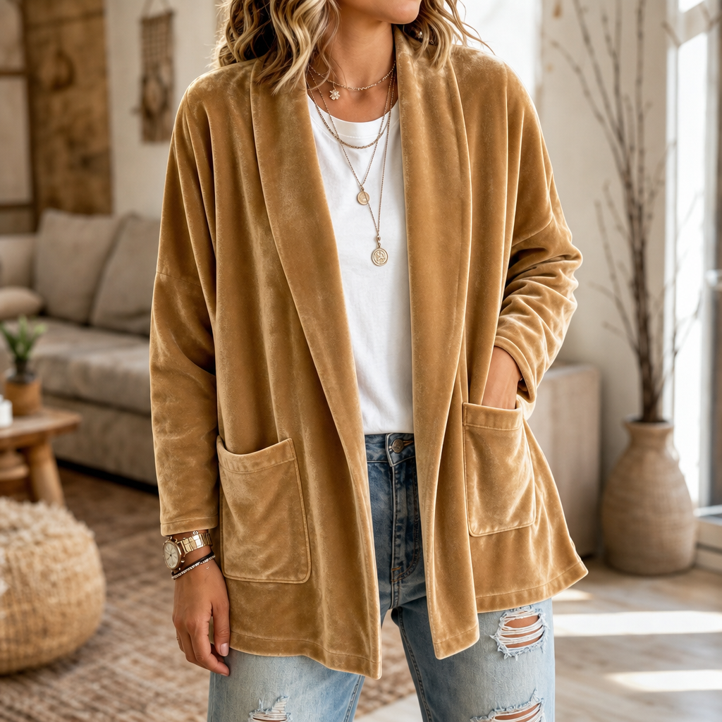 Serafina™ | Women's Plush Shawl Collar Open Front Cardigan with Pockets