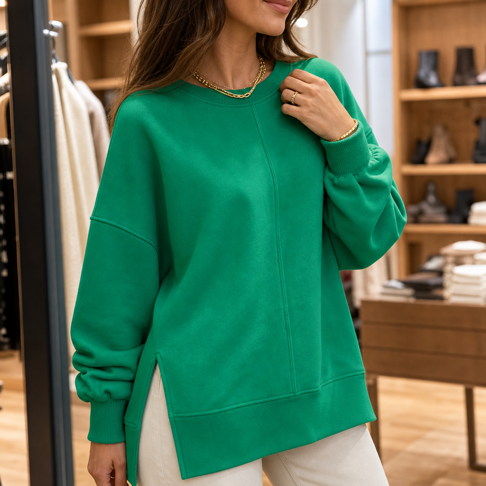 Perla™ | Women's Oversized Drop Shoulder Sweatshirt with Side Slits