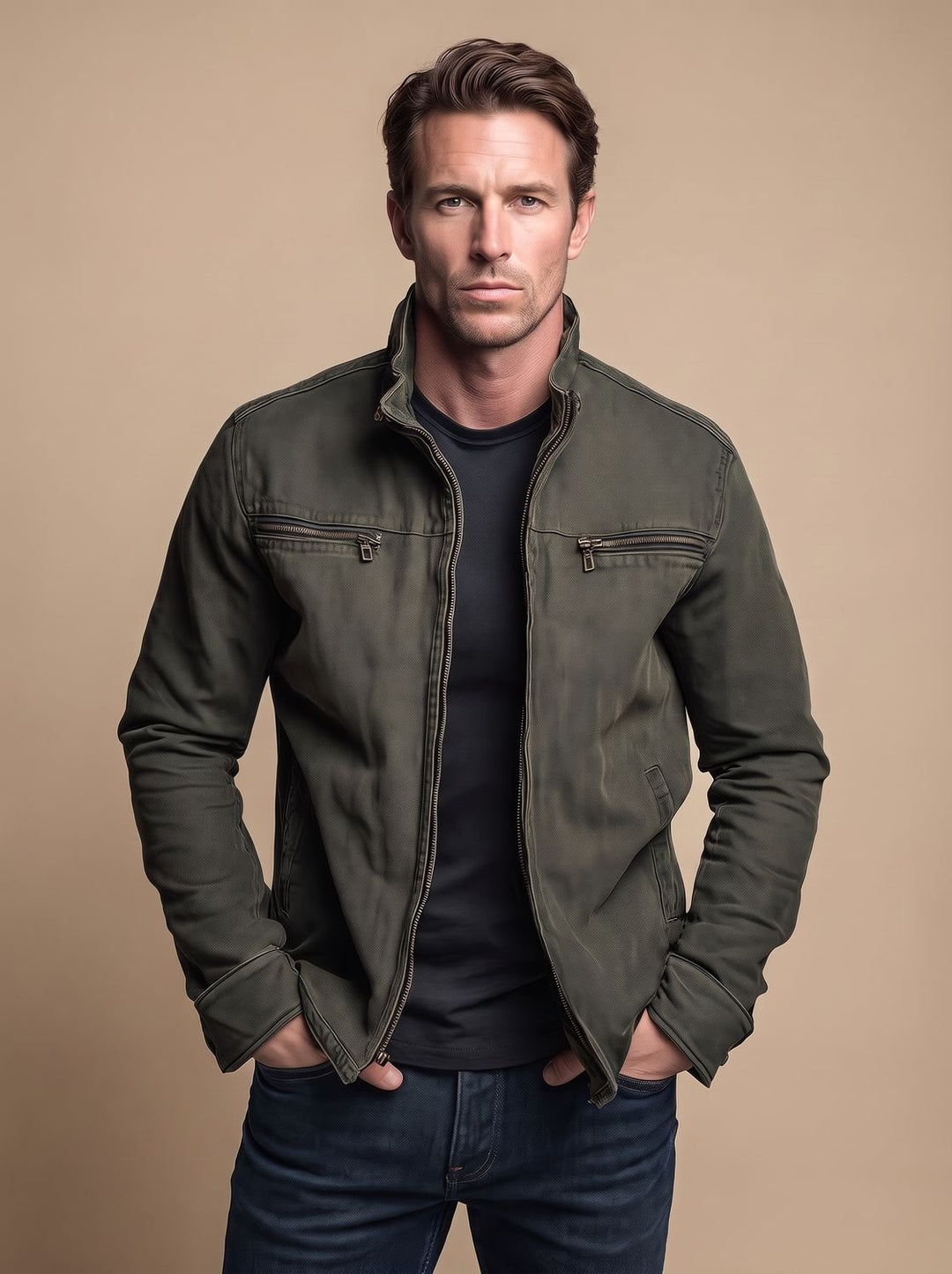 Gilbert™ | Men's Zip Front Jacket with Stand Collar