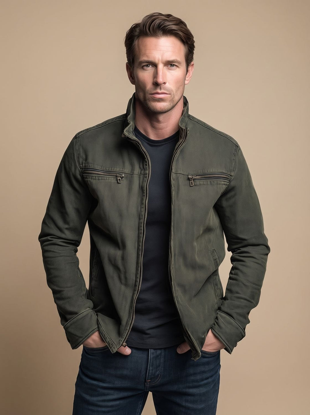 Gilbert™ | Men's Zip Front Jacket with Stand Collar