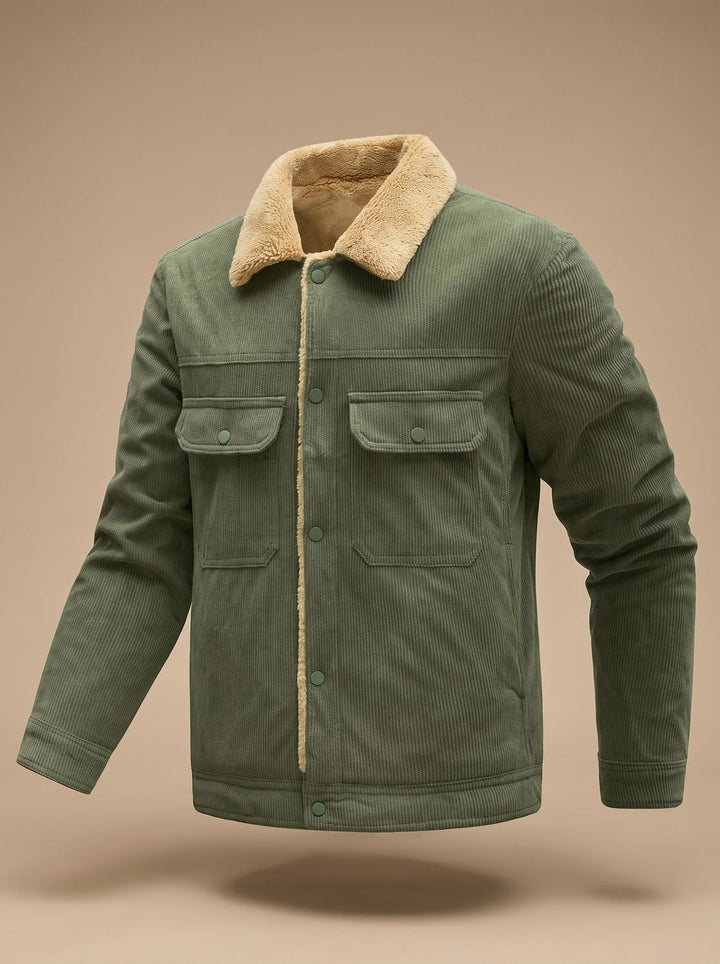 Eamon™ | Men's Ribbed Wale Trucker Jacket with Plush Lining