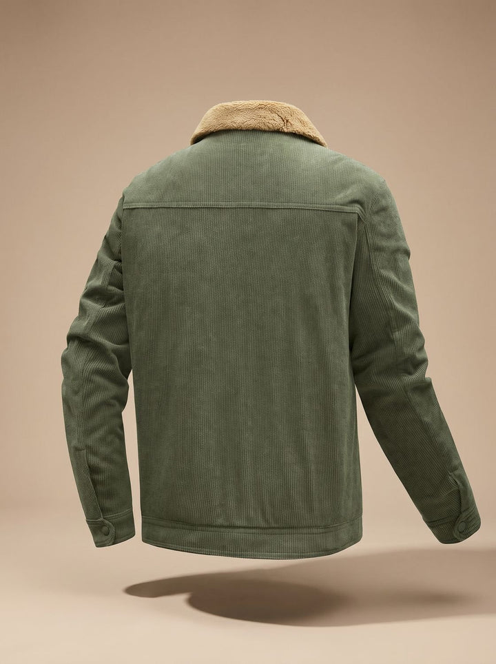 Eamon™ | Men's Ribbed Wale Trucker Jacket with Plush Lining