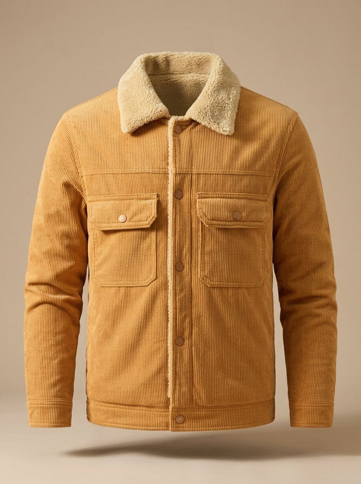 Eamon™ | Men's Ribbed Wale Trucker Jacket with Plush Lining