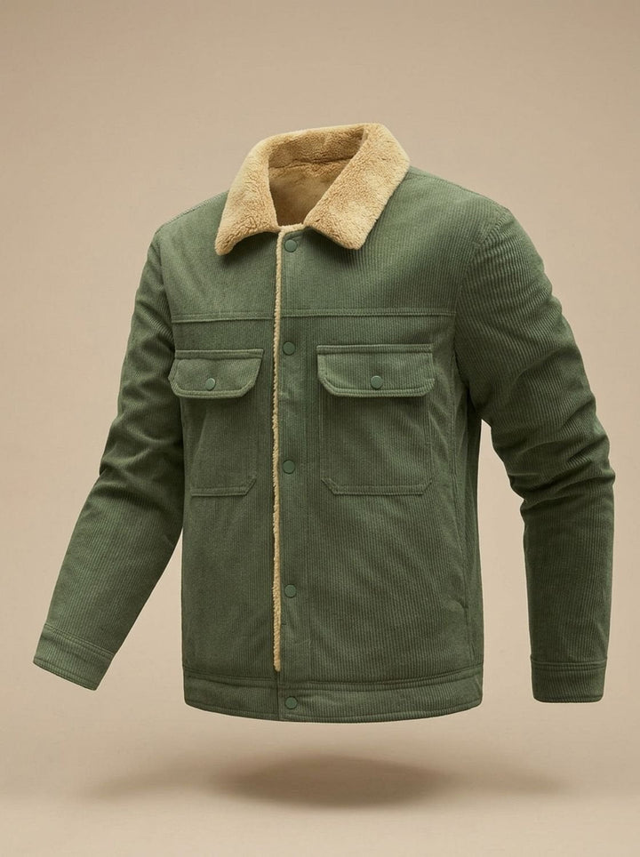 Eamon™ | Men's Ribbed Wale Trucker Jacket with Plush Lining