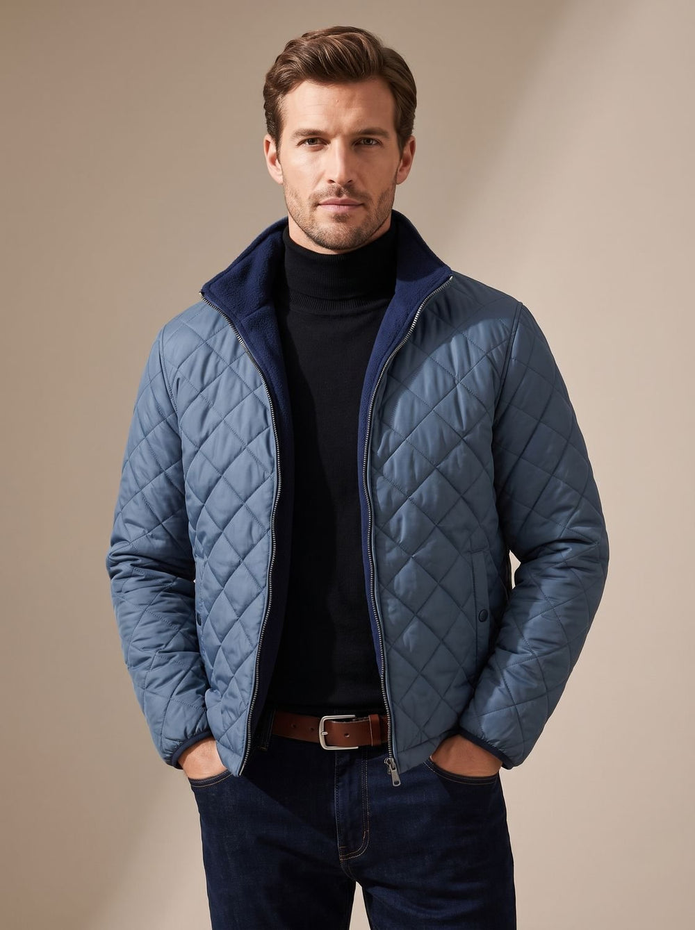 Simon™ | Men's Quilted Winter Jacket with Stand Collar