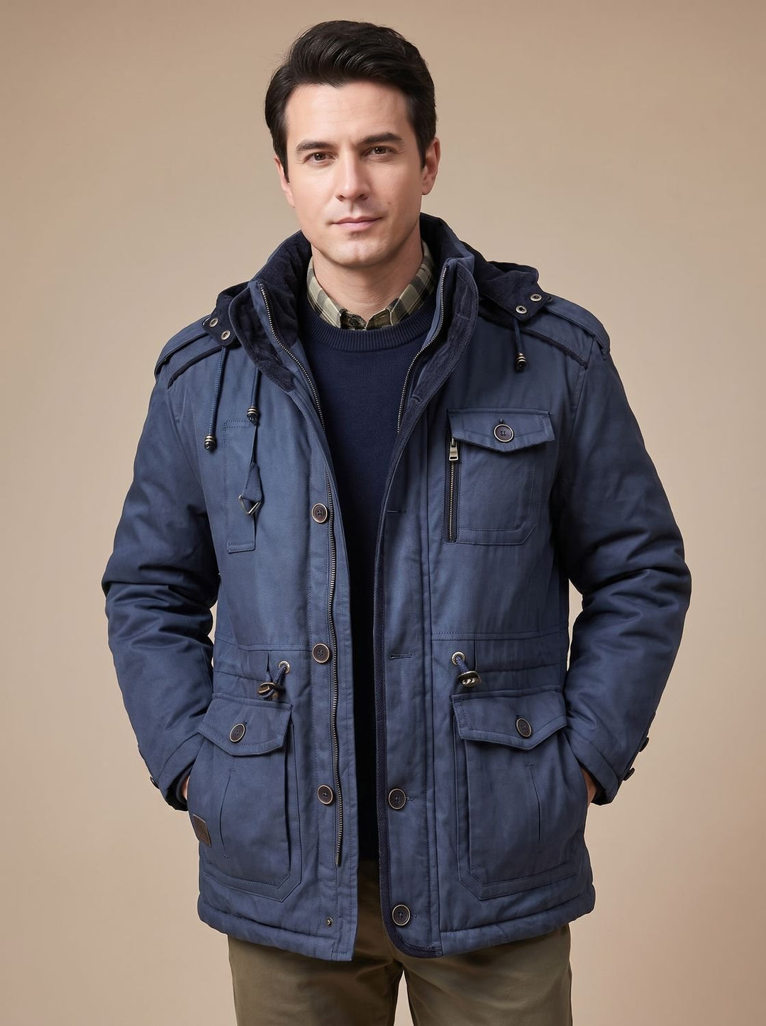 Auberon™ | Men's Lined Parka with Detachable Hood and Cargo Pockets