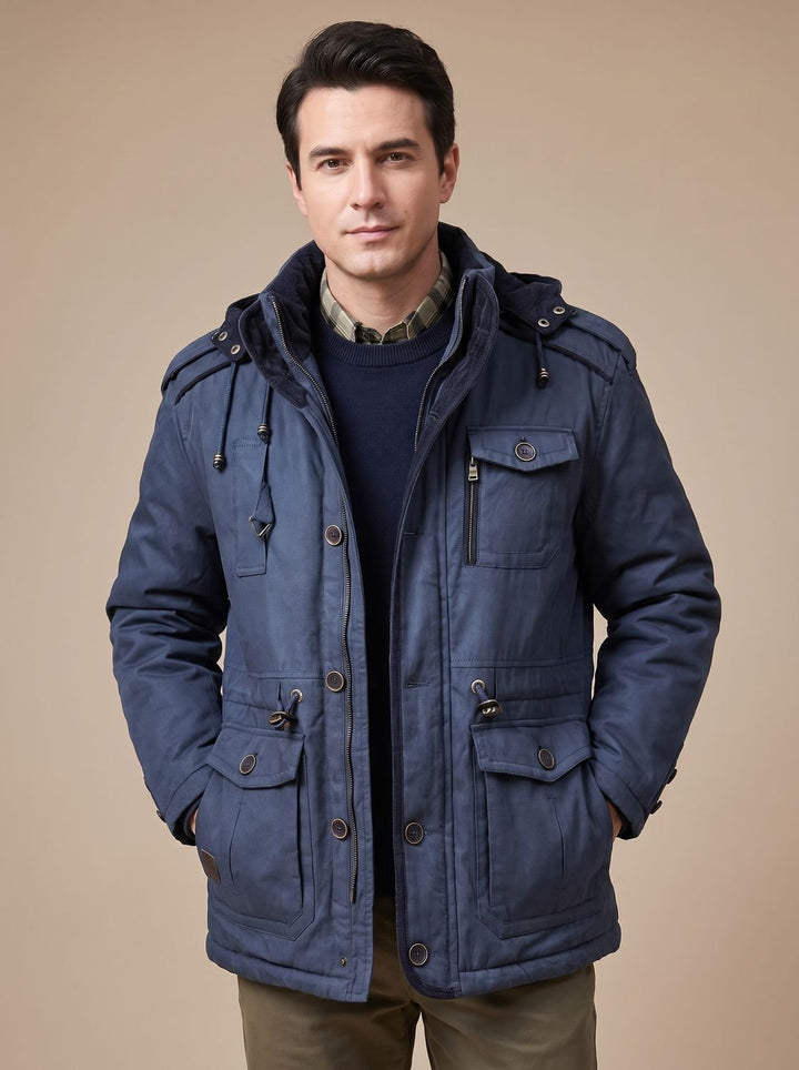 Auberon™ | Men's Lined Parka with Detachable Hood and Cargo Pockets