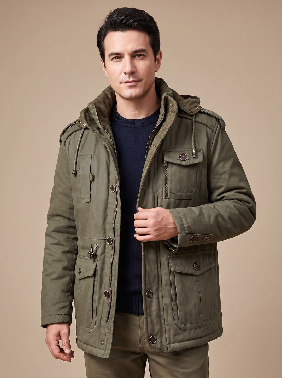 Auberon™ | Men's Lined Parka with Detachable Hood and Cargo Pockets