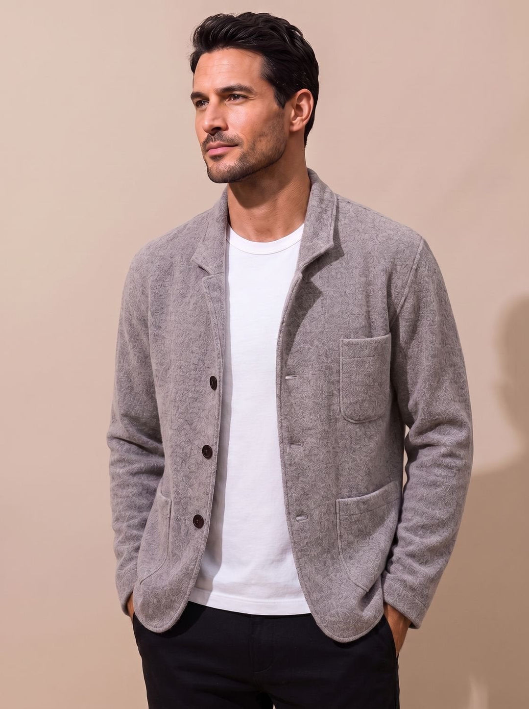 Edmond™ | Men's Slim Fit Button Front Cardigan with Lapel Collar
