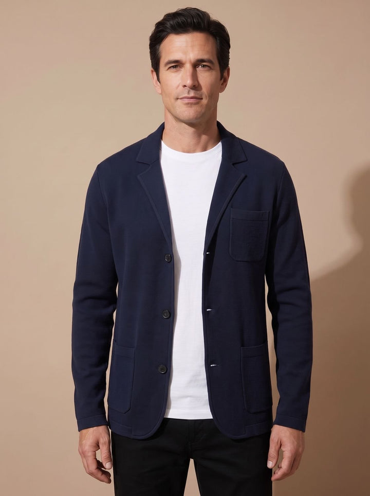 Edmond™ | Men's Slim Fit Button Front Cardigan with Lapel Collar