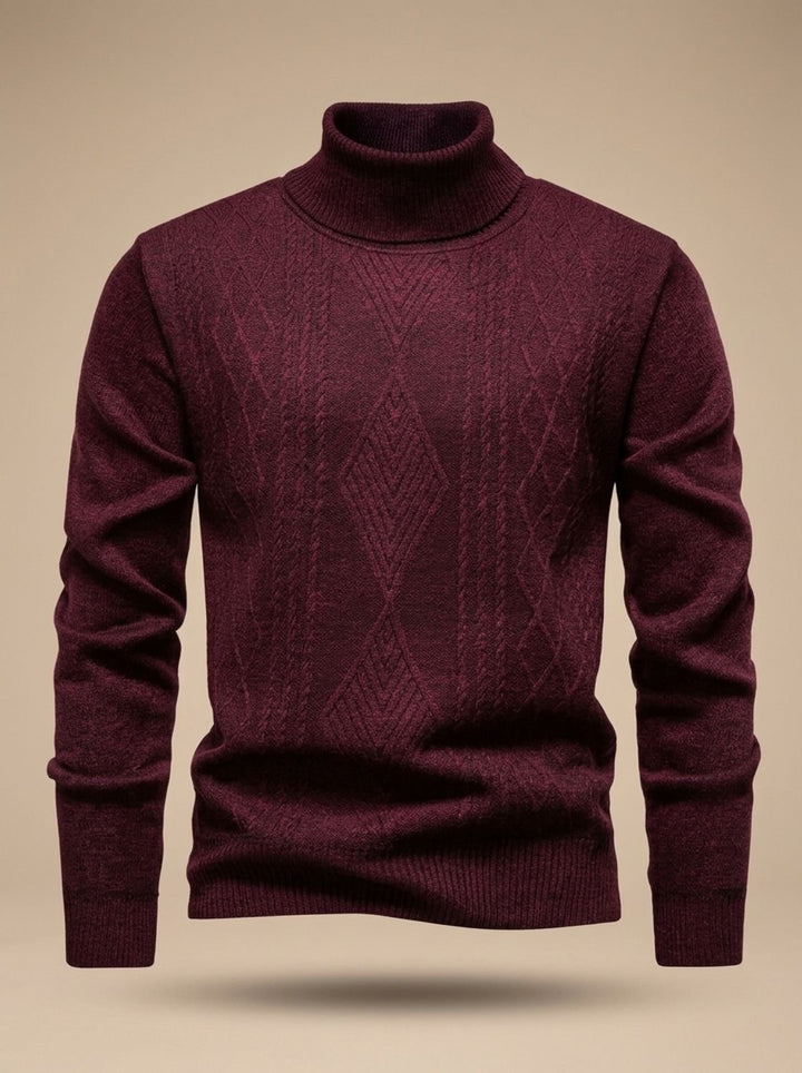 Maximilian™ | Men's Slim Fit Turtleneck with Cable Detail