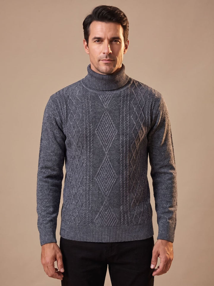 Maximilian™ | Men's Slim Fit Turtleneck with Cable Detail