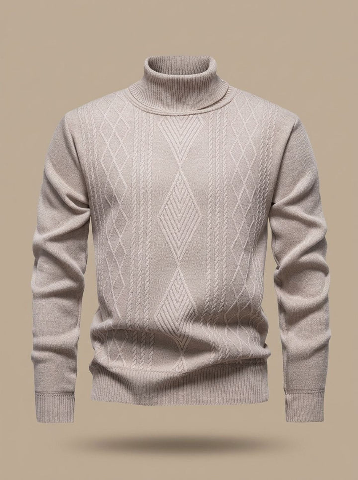 Maximilian™ | Men's Slim Fit Turtleneck with Cable Detail