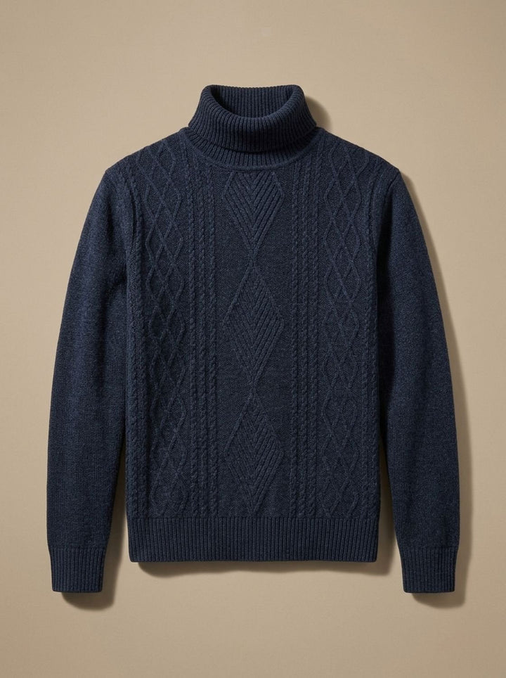 Maximilian™ | Men's Slim Fit Turtleneck with Cable Detail