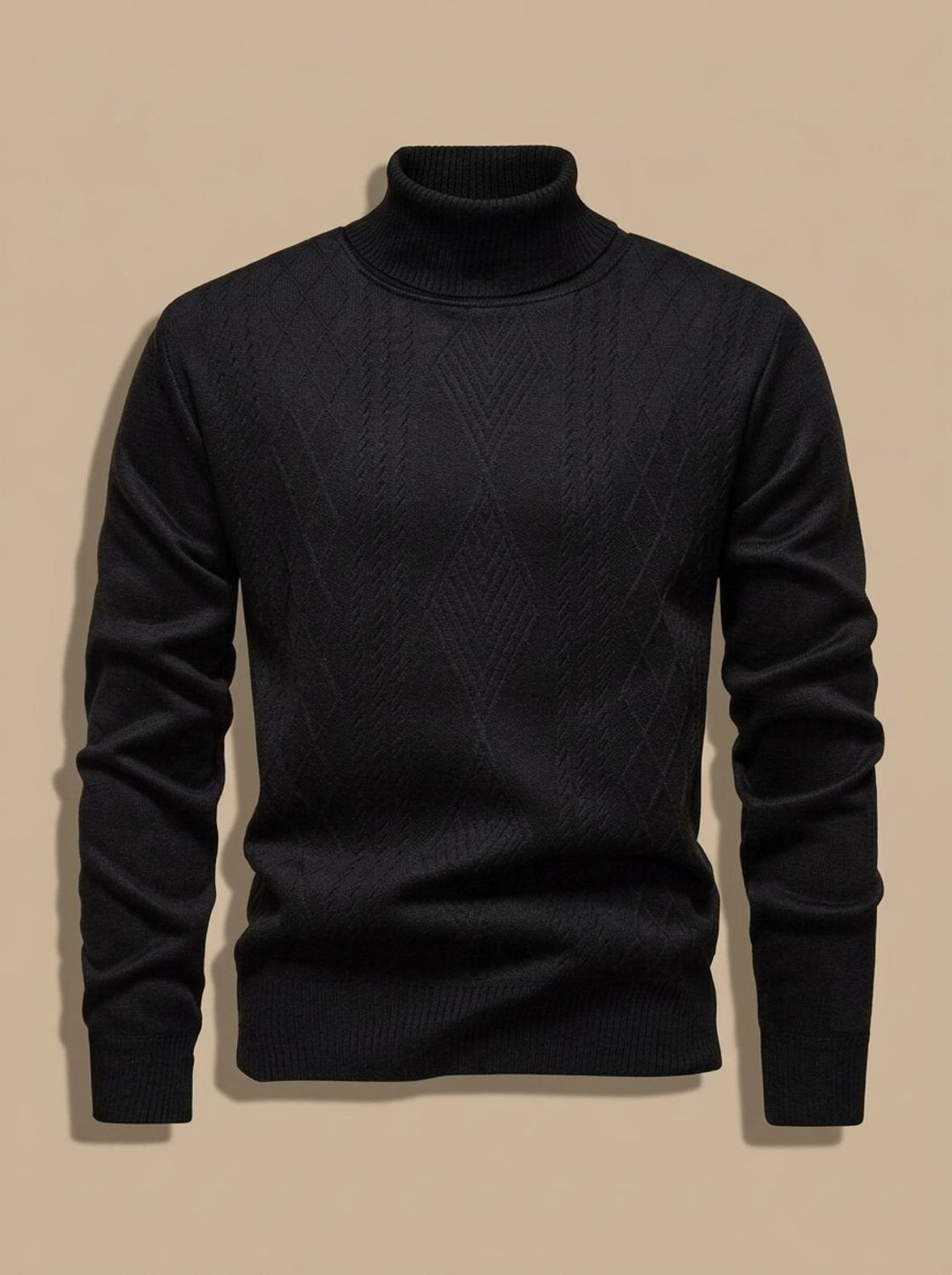 Maximilian™ | Men's Slim Fit Turtleneck with Cable Detail
