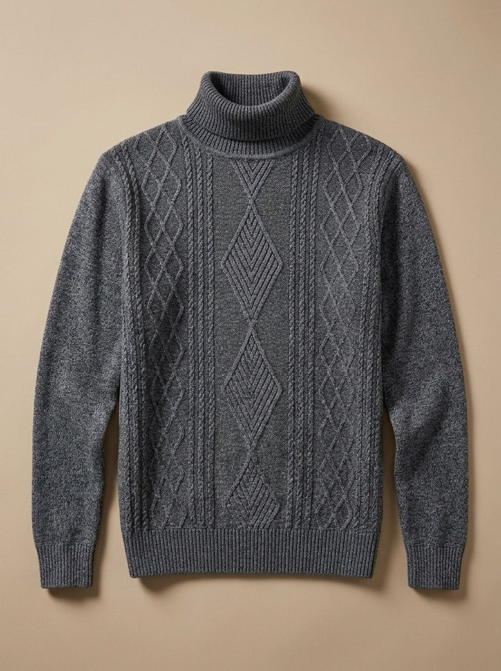 Maximilian™ | Men's Slim Fit Turtleneck with Cable Detail