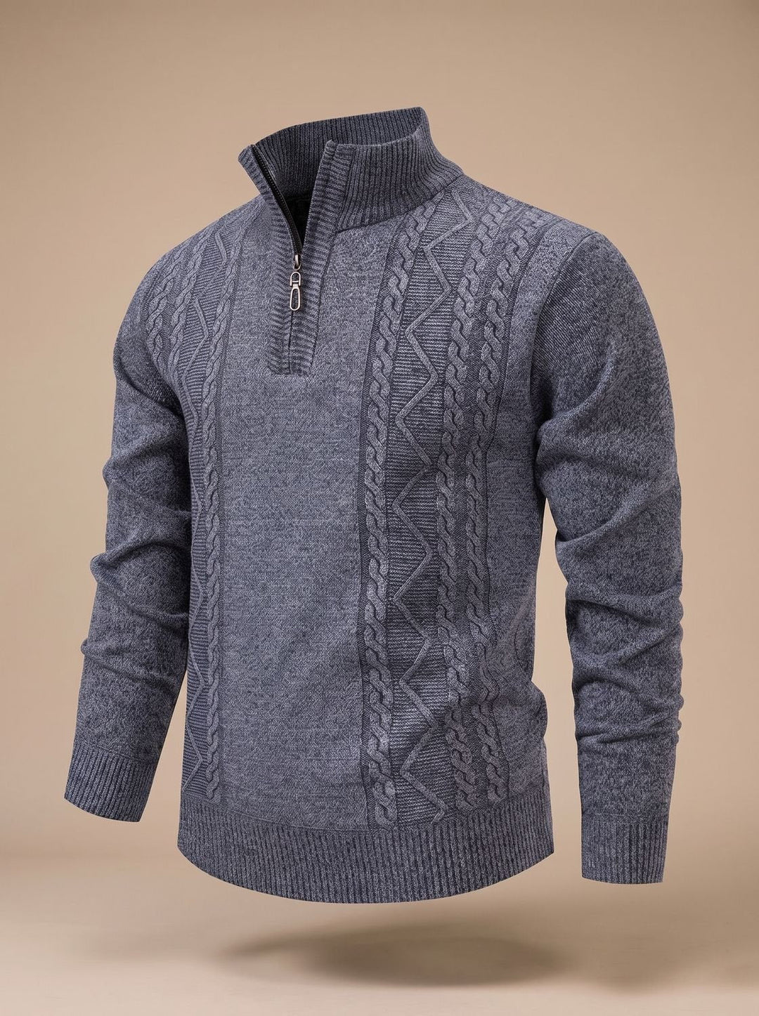 Baptiste™ | Men's Cable Knit Half Zip Sweater with Stand Collar