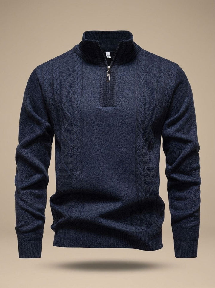 Baptiste™ | Men's Cable Knit Half Zip Sweater with Stand Collar