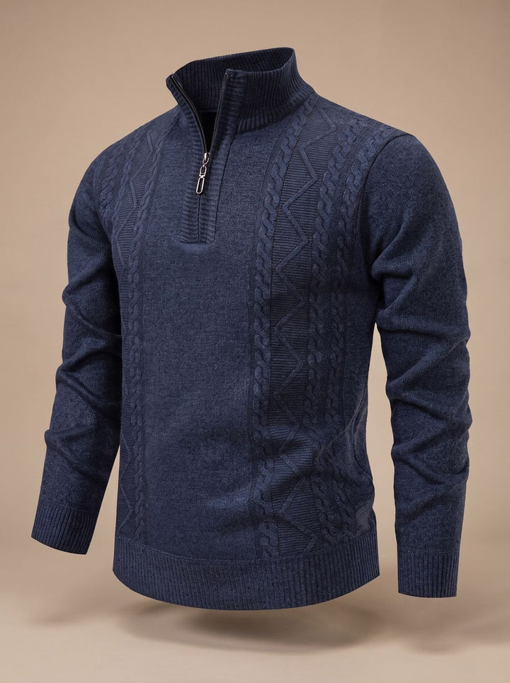 Baptiste™ | Men's Cable Knit Half Zip Sweater with Stand Collar