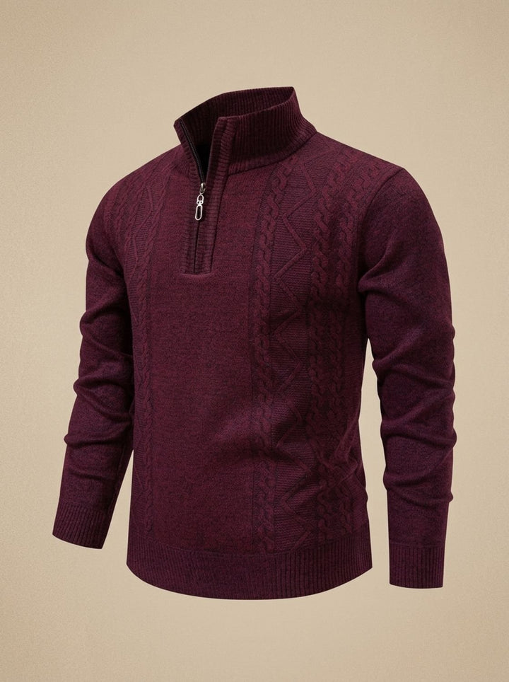 Baptiste™ | Men's Cable Knit Half Zip Sweater with Stand Collar