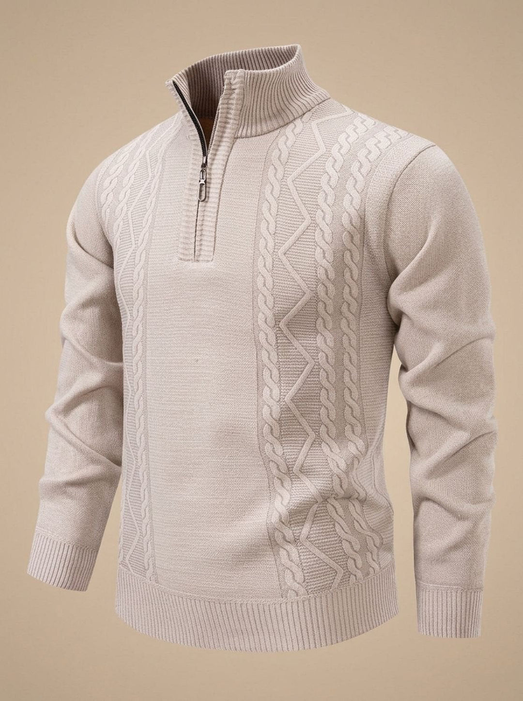 Baptiste™ | Men's Cable Knit Half Zip Sweater with Stand Collar