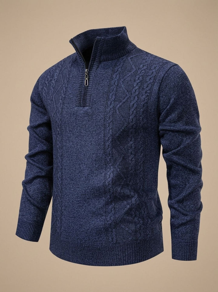 Baptiste™ | Men's Cable Knit Half Zip Sweater with Stand Collar