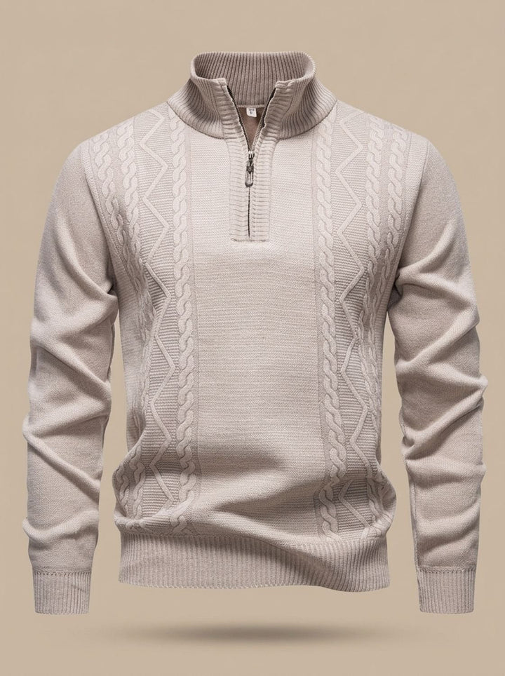 Baptiste™ | Men's Cable Knit Half Zip Sweater with Stand Collar