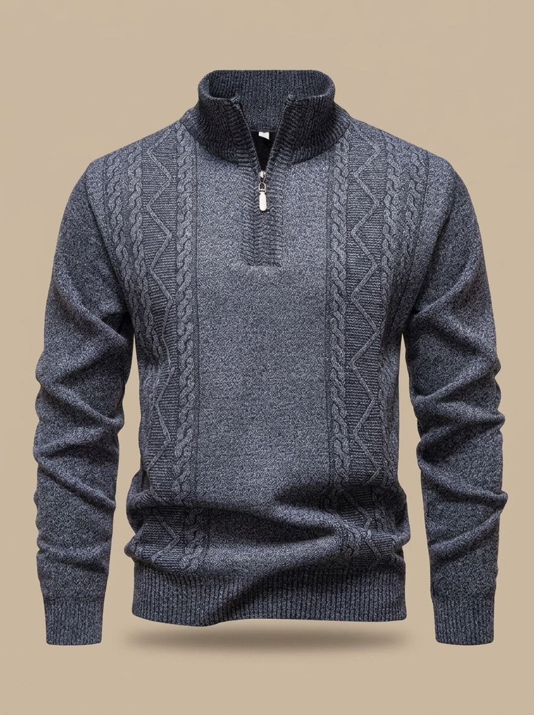 Baptiste™ | Men's Cable Knit Half Zip Sweater with Stand Collar