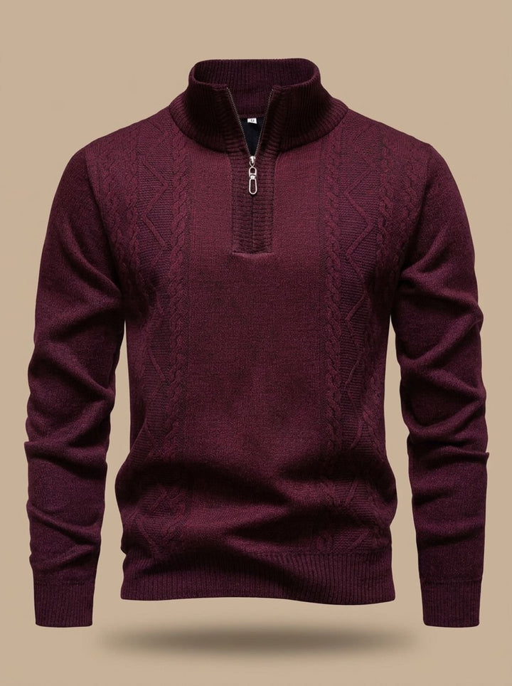 Baptiste™ | Men's Cable Knit Half Zip Sweater with Stand Collar