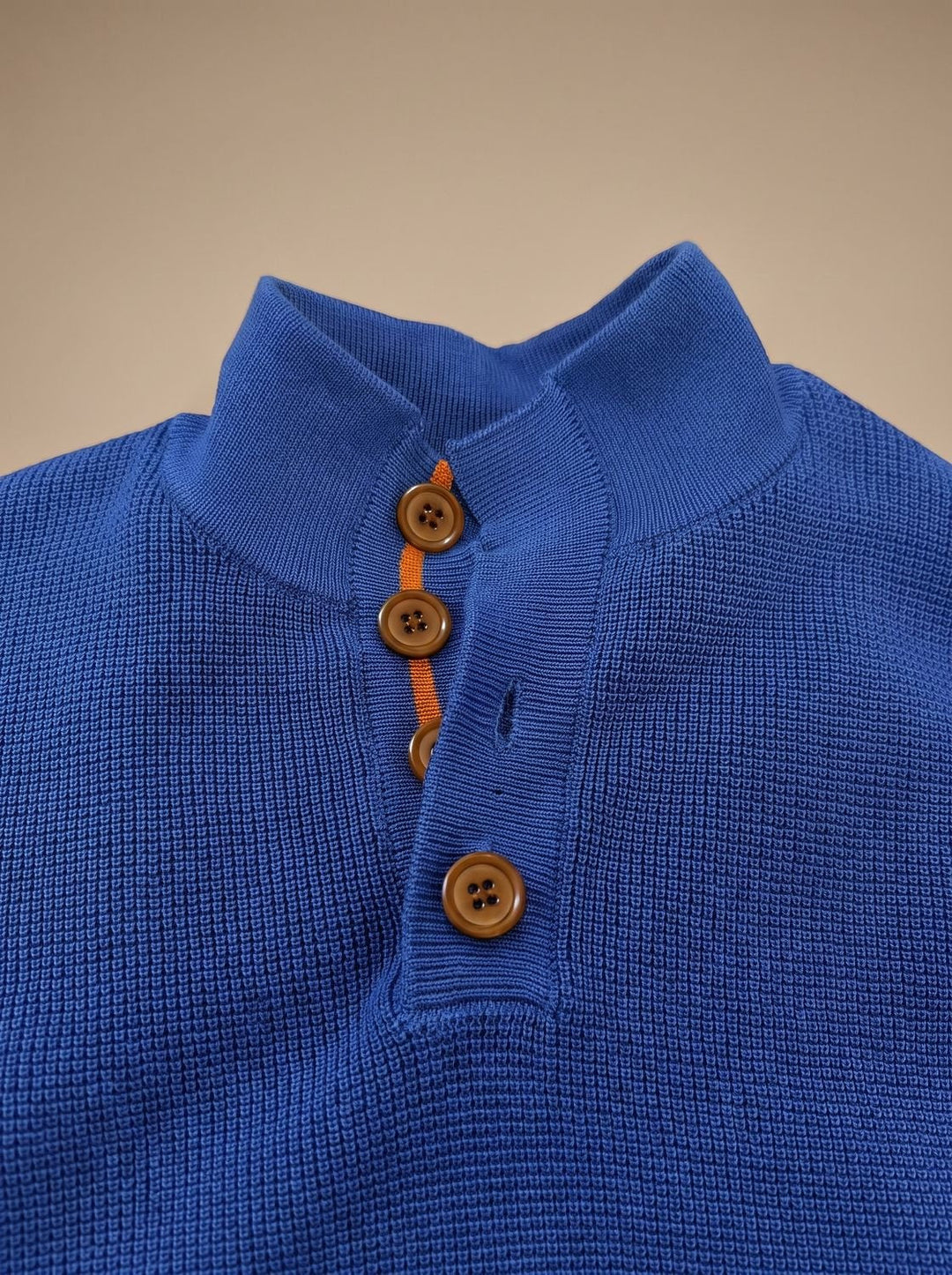 Cosimo™ | Men's Waffle Knit Sweater with Button Collar and Elbow Patches