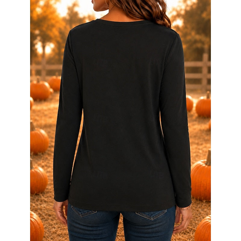 Astra™ | Women's Halloween Witch and Full Moon Print Long Sleeve Top