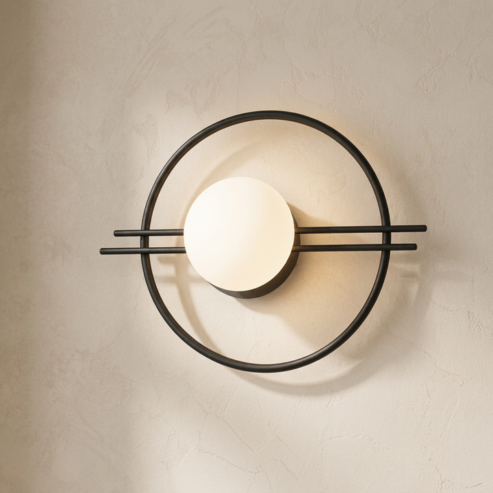 LED Glass Globe Wall Light in Black — view 2