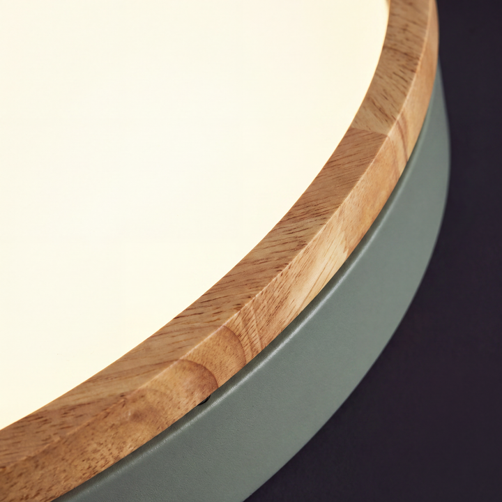 Scandinavian Wood Flush Mount Ceiling Light with Dimmable Remote — view 5