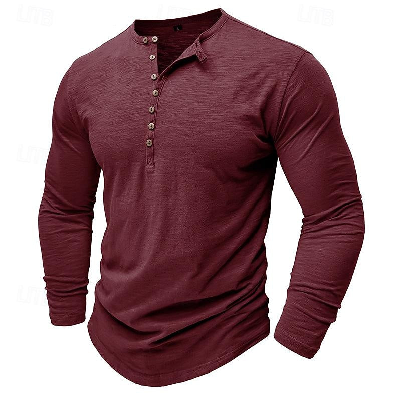 Brantley™ | Men's Long Sleeve Button Placket Henley Shirt