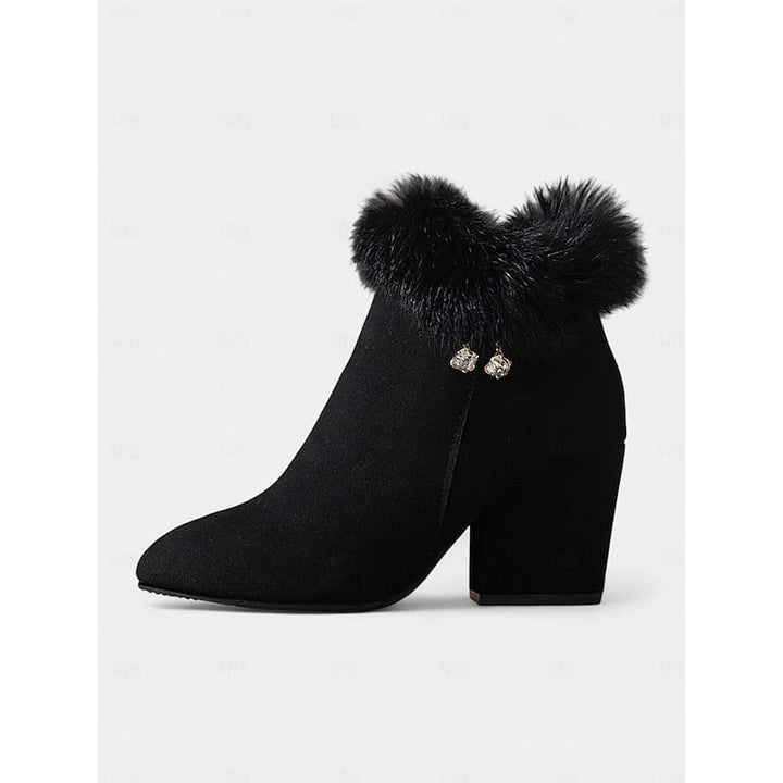 Blanche™ | Women's Fur-Trimmed Block Heel Ankle Boots